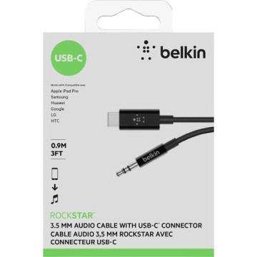 Belkin USB 2.0 Cable USB-C male - 3.5mm Μαύρο 0.9m F7U079bt03-BLK