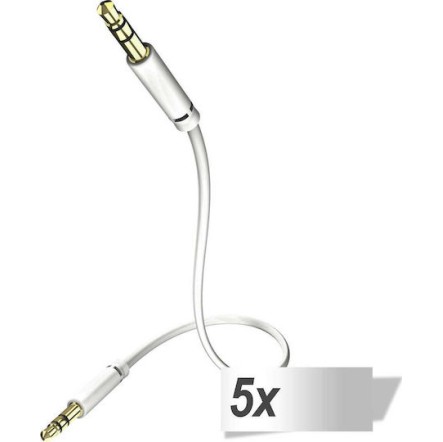 Inakustik Καλώδιο 3.5mm male - 3.5mm male Λευκό 0.75m (0031010075) 5τμχ