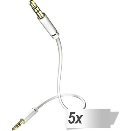 Inakustik Καλώδιο 3.5mm male - 3.5mm male Λευκό 0.75m (0031010075) 5τμχ