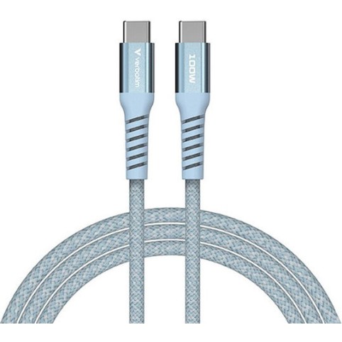 Verbatim Braided / Magnetic / Spiral USB 2.0 Cable USB-C male - USB-C 100W PD Μπλε 1.2m 31856