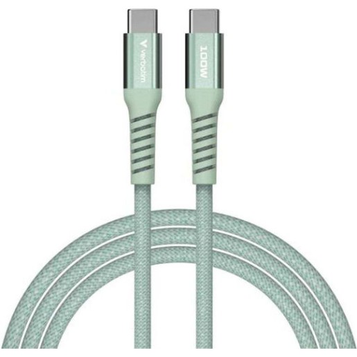 Verbatim Braided / Magnetic / Spiral USB 2.0 Cable USB-C male - USB-C 100W PD Πράσινο 1.2m 31855