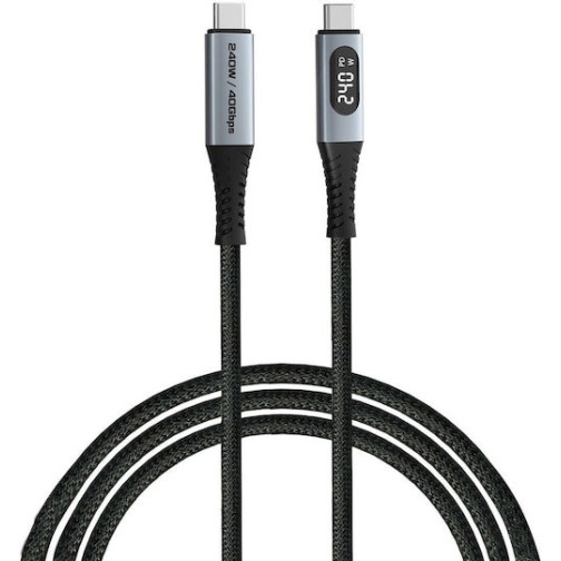 Verbatim Braided / LED USB 4 Cable USB-C male - USB-C 240W PD Μαύρο 1.2m 31849