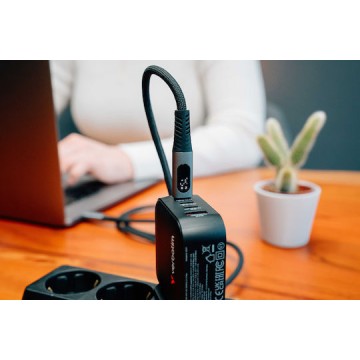 Verbatim Braided / LED USB 4 Cable USB-C male - USB-C 240W PD Μαύρο 1.2m 31849