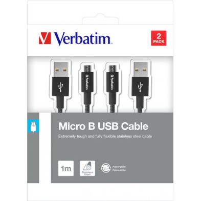 Verbatim Braided USB 2.0 to micro USB Cable Μαύρο 1m (48874)