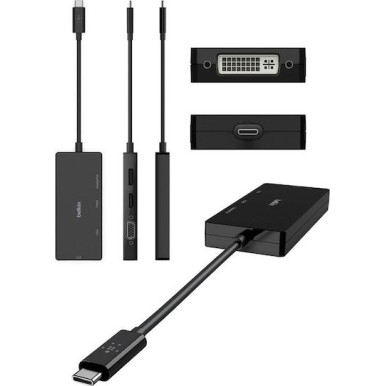 Belkin Μετατροπέας USB-C male σε DVI-I / DisplayPort / HDMI / VGA female 1τμχ AVC003btBK