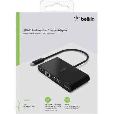 Belkin USB-C Docking Station με HDMI 4K PD Ethernet Μαύρο (AVC004BTBK)