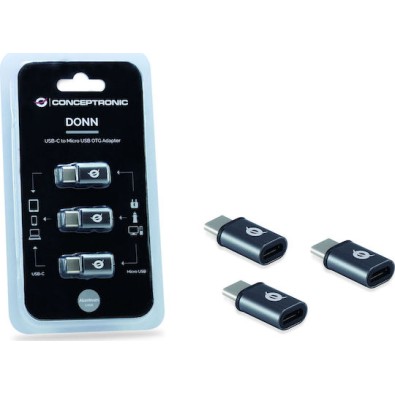 Conceptronic Μετατροπέας USB-C / micro USB male σε USB-C / micro USB female Γκρι 1τμχ DONN05G