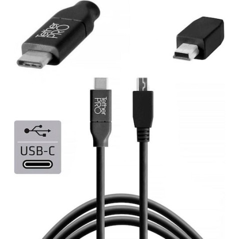 Tether Tools USB 2.0 Cable USB-C male - USB-C Μαύρο 4.6m CUC2415-BLK