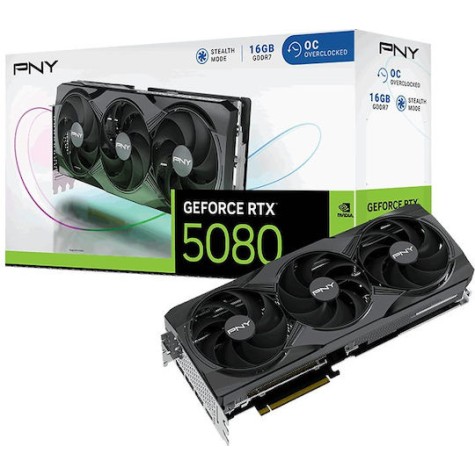 PNY GeForce RTX 5080 16GB GDDR7 Overclocked Triple Fan Κάρτα Γραφικών