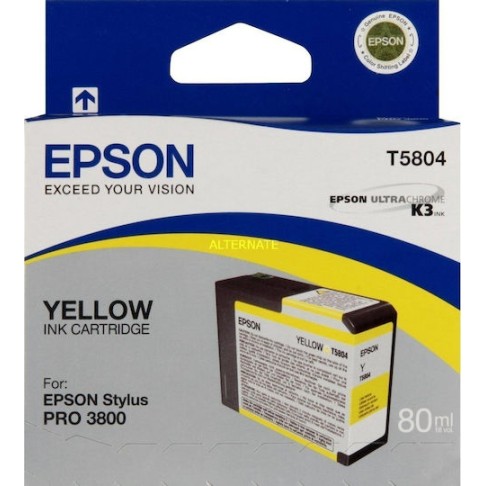 Epson T5804 Γνήσιο Μελάνι Εκτυπωτή InkJet Κίτρινο (C13T580400)