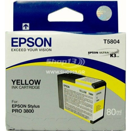 Epson T5804 Γνήσιο Μελάνι Εκτυπωτή InkJet Κίτρινο (C13T580400)