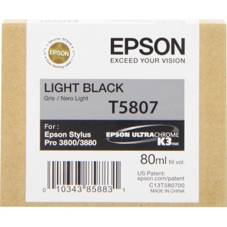 Epson T0587 Γνήσιο Μελάνι Εκτυπωτή InkJet Ανοιχτό Μαύρο (C13T580700)