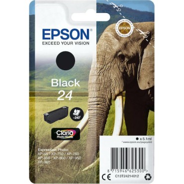 Epson 24 Γνήσιο Μελάνι Εκτυπωτή InkJet Μαύρο (C13T24214012)