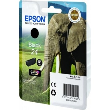 Epson 24 Γνήσιο Μελάνι Εκτυπωτή InkJet Μαύρο (C13T24214012)