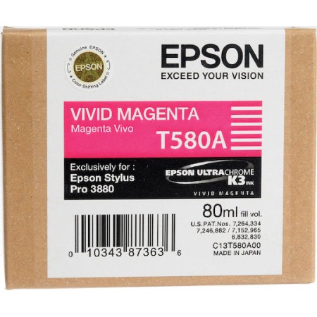 Epson T580A Γνήσιο Μελάνι Εκτυπωτή InkJet Vivid Ματζέντα (C13T580A00)