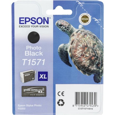 Epson T1571XL Γνήσιο Μελάνι Εκτυπωτή InkJet Photo Μαύρο (C13T15714010)