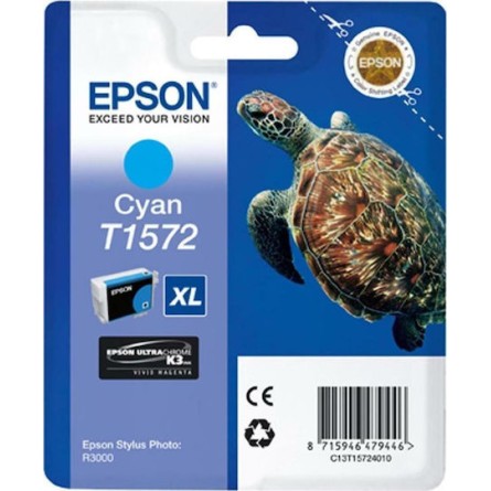 Epson T1572XL Γνήσιο Μελάνι Εκτυπωτή InkJet Κυανό (C13T15724010)