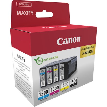 Canon PGI-1500 Γνήσιο Πακέτο 4 Μελανιών Εκτυπωτή InkJet Κίτρινο / Κυανό / Ματζέντα / Μαύρο (9218B006)