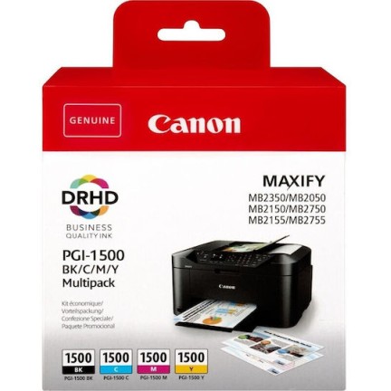 Canon PGI-1500 Γνήσιο Πακέτο 4 Μελανιών Εκτυπωτή InkJet Κίτρινο / Κυανό / Ματζέντα / Μαύρο (9218B006)