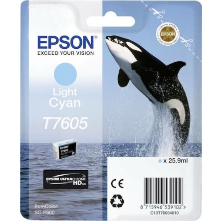 Epson T7605 Γνήσιο Μελάνι Εκτυπωτή InkJet Ανοιχτό Κυανό (C13T76054010)