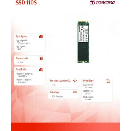 Transcend 110S SSD 512GB M.2 NVMe PCI Express 3.0 TS512GMTE110S