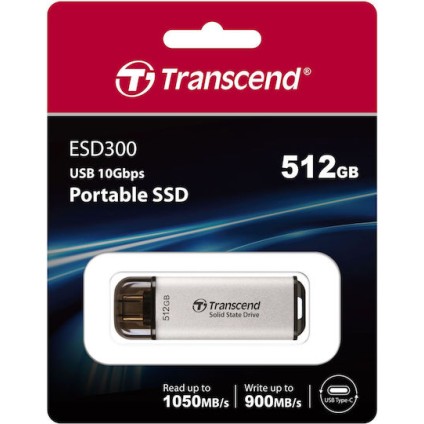 Transcend Esd300s 512GB USB 3.2 SSD Stick με σύνδεση USB-C Γκρι