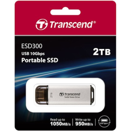 Transcend Esd300s 2TB USB 3.2 SSD Stick με σύνδεση USB-C Γκρι