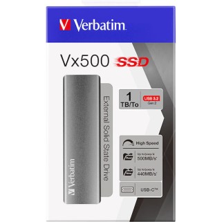 Verbatim Vx500 USB 3.1 / USB-C / USB 3.0 / USB 3.2 Εξωτερικός SSD 1TB M.2 Ασημί