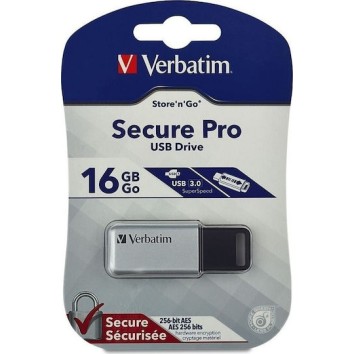 Verbatim Secure Pro 16GB USB 3.0 Stick Ασημί