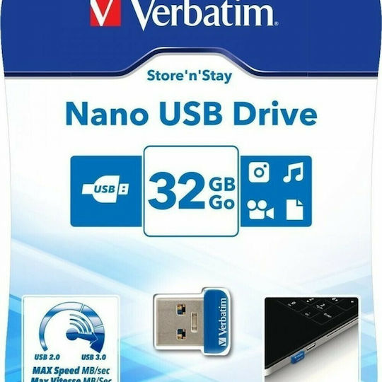 Verbatim Store 'n' Stay Nano 32GB USB 3.0 Stick Μπλε