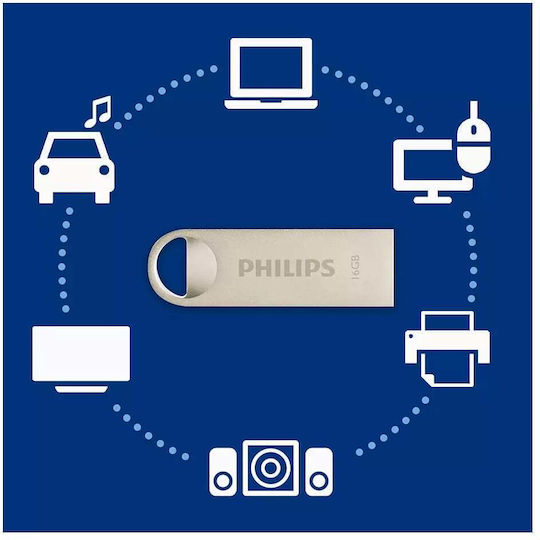 Philips Moon 16GB USB 2.0 Stick Ασημί