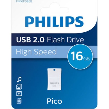 Philips Pico 16GB USB 2.0 Stick Λευκό