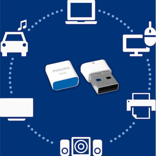 Philips Pico 16GB USB 2.0 Stick Λευκό