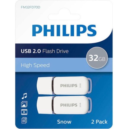 Philips Snow 32GB USB 2.0 Stick Γκρι