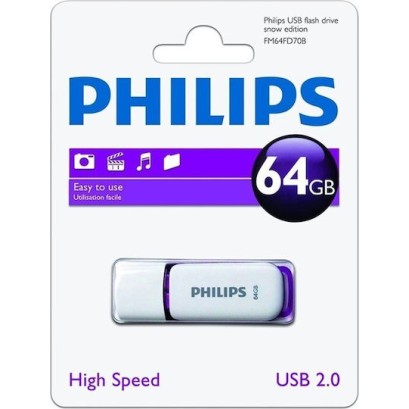 Philips Snow 64GB USB 2.0 Stick Μωβ