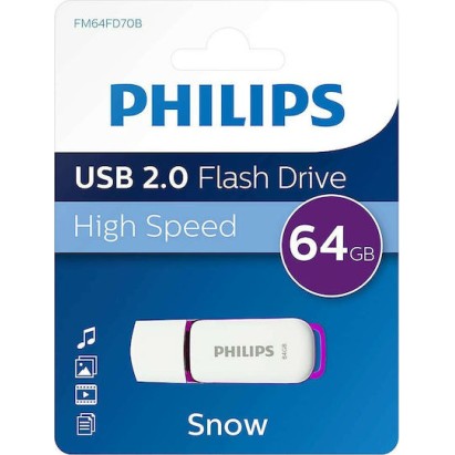 Philips Snow 64GB USB 2.0 Stick Μωβ