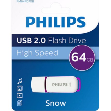Philips Snow 64GB USB 2.0 Stick Μωβ