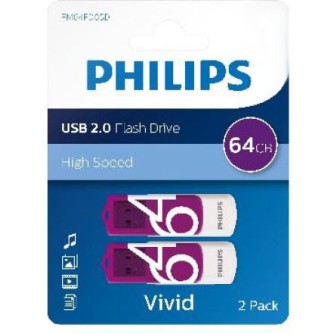 Philips Vivid Edition 64GB USB 2.0 Stick Μωβ