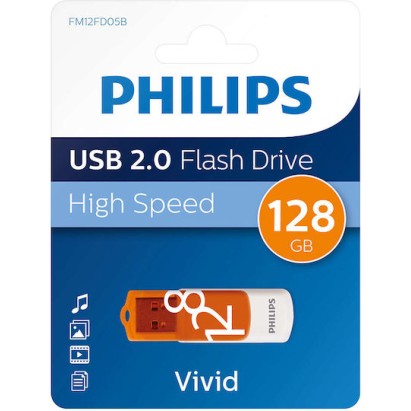 Philips Vivid Edition 128GB USB 2.0 Stick Πορτοκαλί
