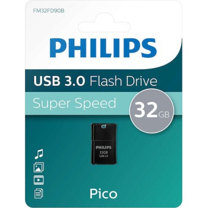 Philips Pico 32GB USB 3.0 Stick Μαύρο