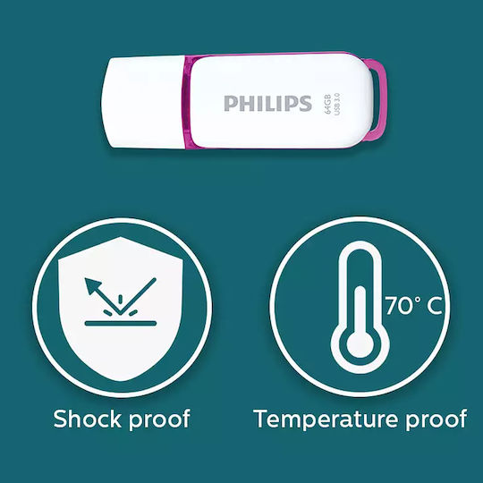 Philips Snow 64GB USB 3.0 Stick Ροζ