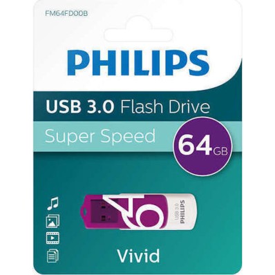 Philips Vivid Edition 64GB USB 3.0 Stick Μωβ