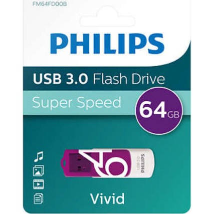 Philips Vivid Edition 64GB USB 3.0 Stick Μωβ