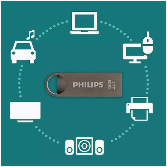 Philips Moon 128GB USB 3.1 Stick Ασημί