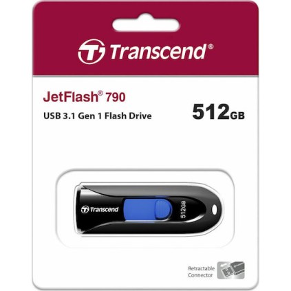 Transcend JetFlash 790 512GB USB 3.1 Stick Μαύρο