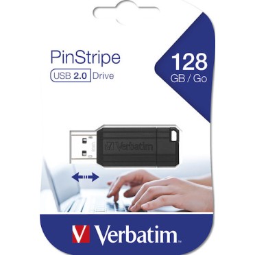 Verbatim Store 'n' Go Pinstripe 128GB USB 2.0 Stick Μαύρο