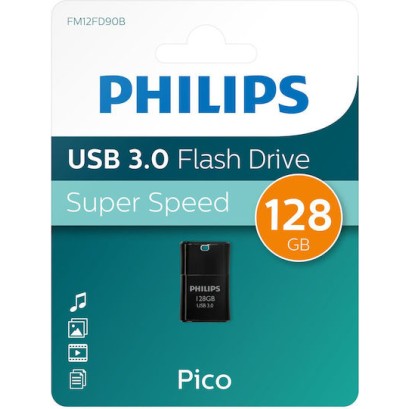 Philips Pico 128GB USB 3.0 Stick Μαύρο