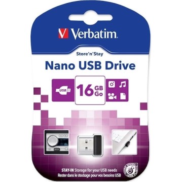 Verbatim Store 'n' Stay Nano 16GB USB 2.0 Stick Μαύρο