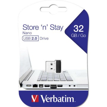 Verbatim Store 'n' Stay Nano 32GB USB 2.0 Stick Μαύρο