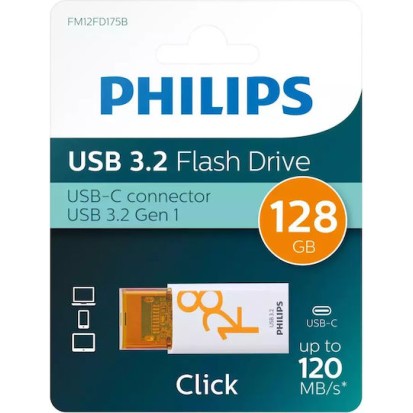 Philips Click Series Gen 1 128GB USB 3.2 Stick με σύνδεση USB-C Λευκό
